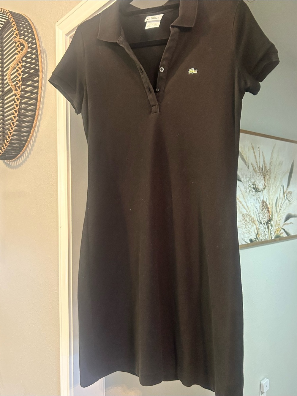 Lacoste Black Polo Mini Dress with Green Crocodile Logo